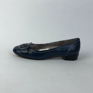 Ruby & Bloom Womens Navy Blue Leather Round Toe Casual Ballet Flats Size US 6 W